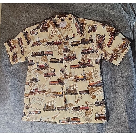 DAVID CAREY Shirt Mens Large California Train Railway Sunset‎ Limited Special - Picture 1 of 13